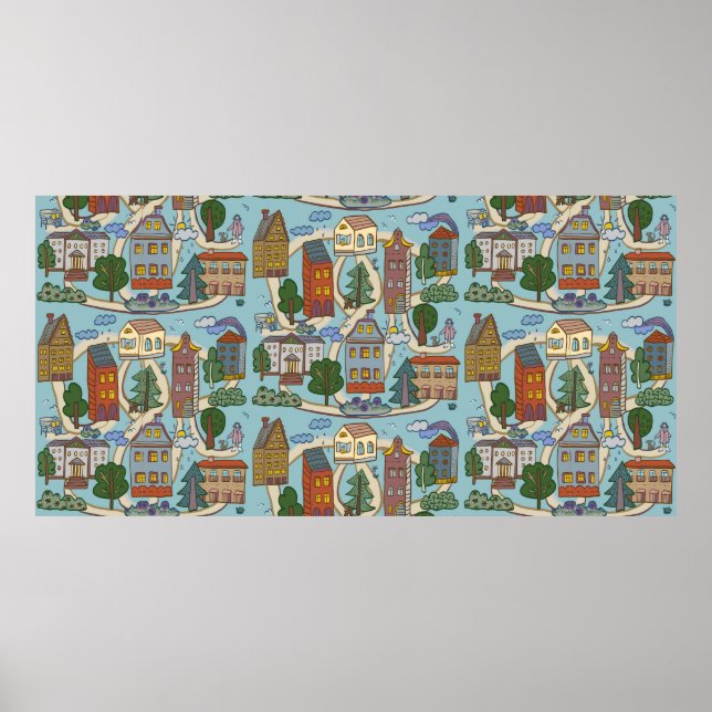 little city houses pattern  poster (Front)