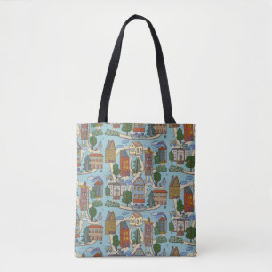 little city houses pattern  tote bag