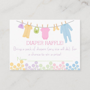 Little Clothes Baby Shower Diaper Raffle Tickets Enclosure Card