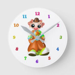 Little Clown Baby Clock - Your Colours and Font
