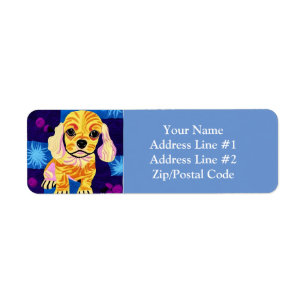 Little Cocker Spaniel Puppy Quilt Like Design Return Address Label