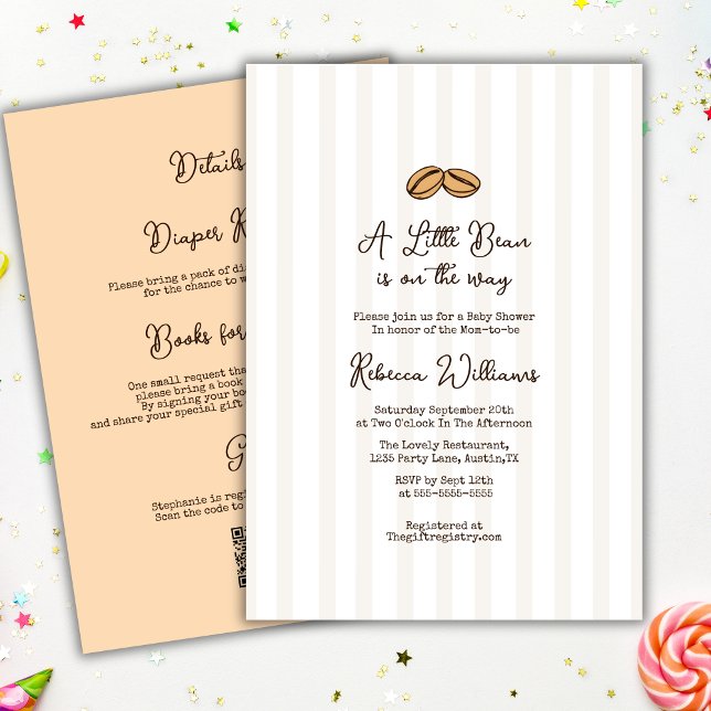 Little Coffee Bean QR code all in one Baby Shower  Invitation (Creator Uploaded)
