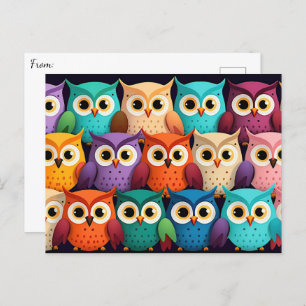 Little Colorful Owls Postcard