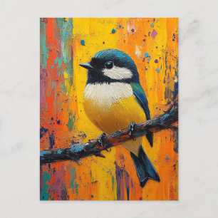 Little Colourful Bird on Branch Postcard