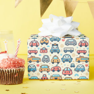 Little Colourful Cars Boy B-day Party Wrapping Paper