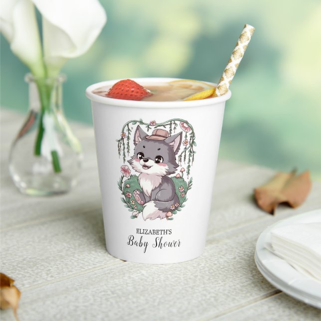Little Colourful Wolf Baby Shower Paper Cups (Insitu)