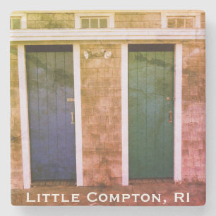 Little Compton, RI Summer Beach Bath Houses (LC) Stone Coaster