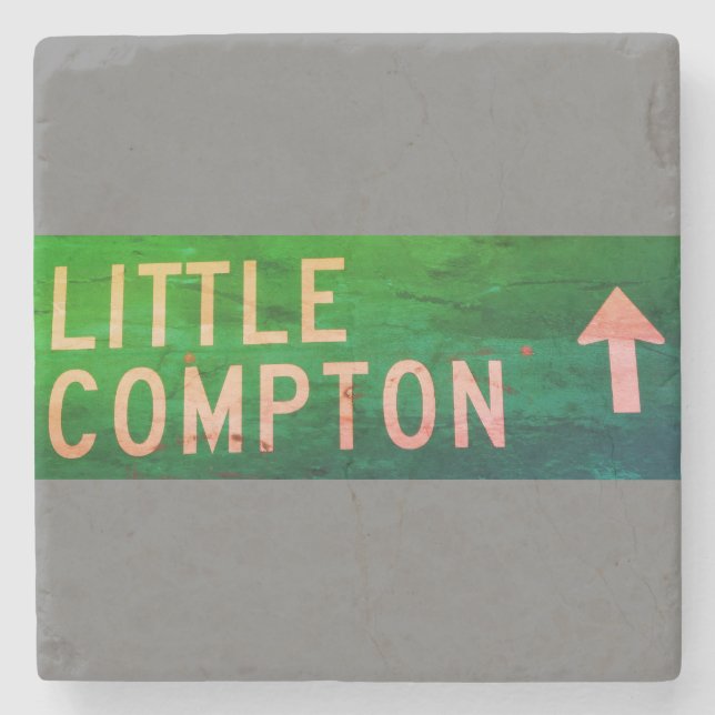 Little Compton, RI Vintage Sign Stone Coaster (Front)