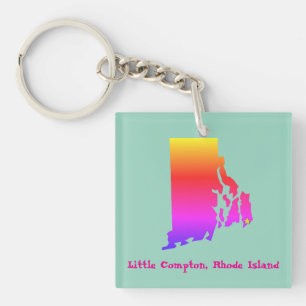 Little Compton, RI Zip Code - 02837 Pride Rainbow Key Ring