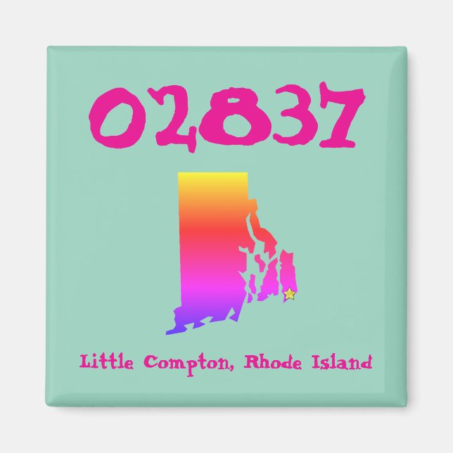 Little Compton, RI Zip Code - 02837 Pride Rainbow Magnet (Front)