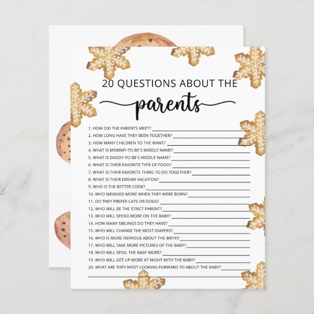 Little cookie - 20 questions about the parent game (Front/Back)