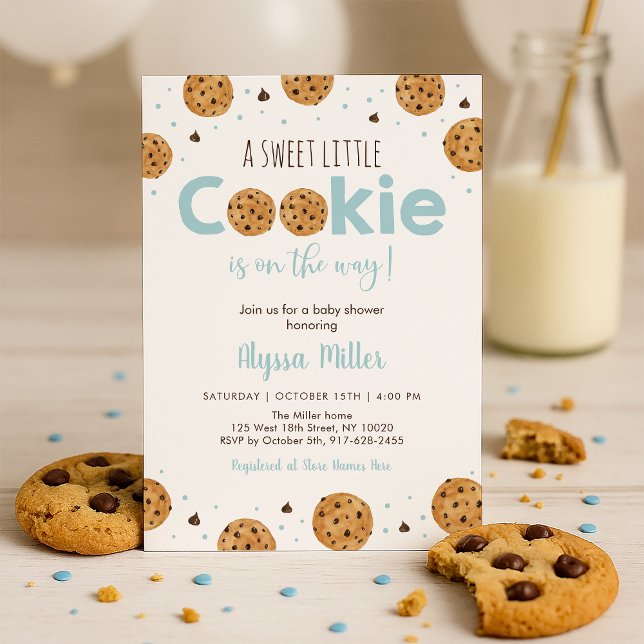 Little Cookie Blue Boy Baby Shower Invitation (Creator Uploaded)