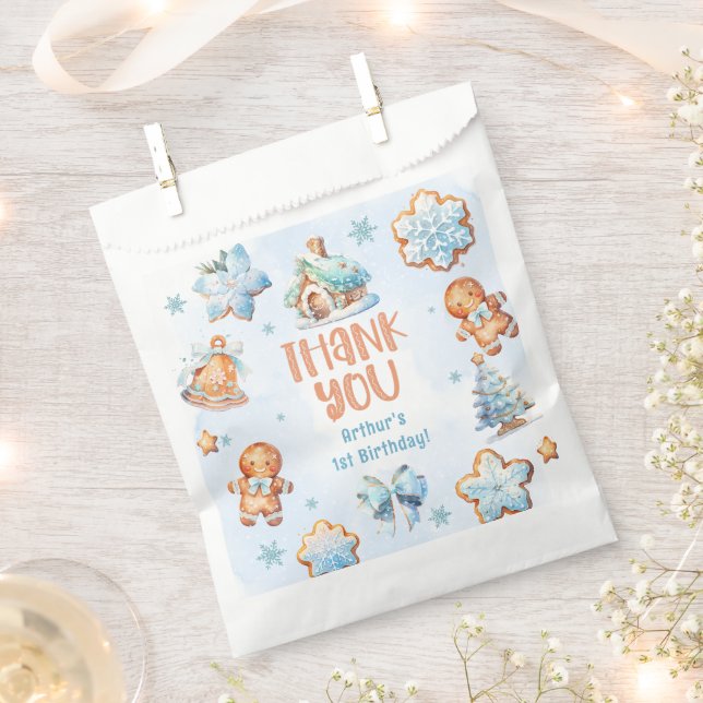 Little Cookie Boy Christmas 1st birthday Thank you Favour Bag (Clipped)