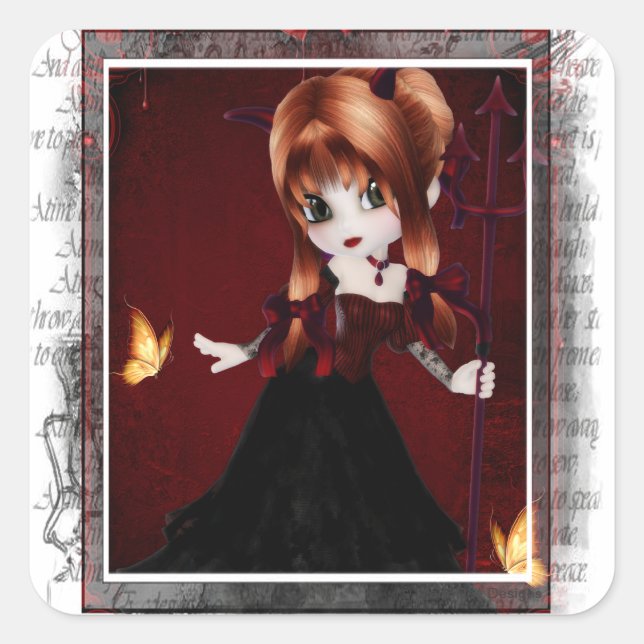 Little Cookie Devil Girl Design 3 Stickers (Front)