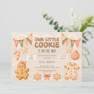 Little Cookie on the way Festive Girl Baby Shower Invitation