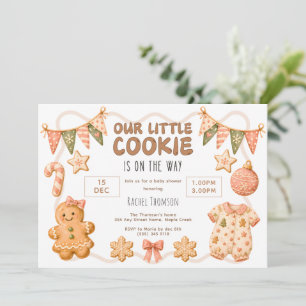 Little Cookie on the way Festive Girl Baby Shower Invitation