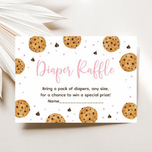 Little Cookie Pink Girl Baby Shower Diaper Raffle Enclosure Card