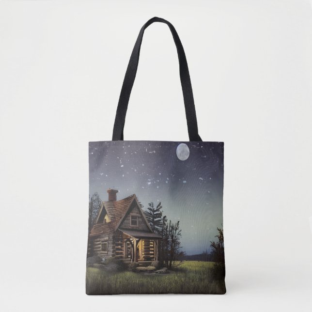 Little Cottage In the Moonlight Tote Bag (Front)