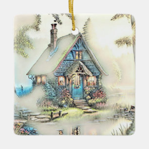 Little Cottage In The Woods - Enchanting Escape Ceramic Ornament
