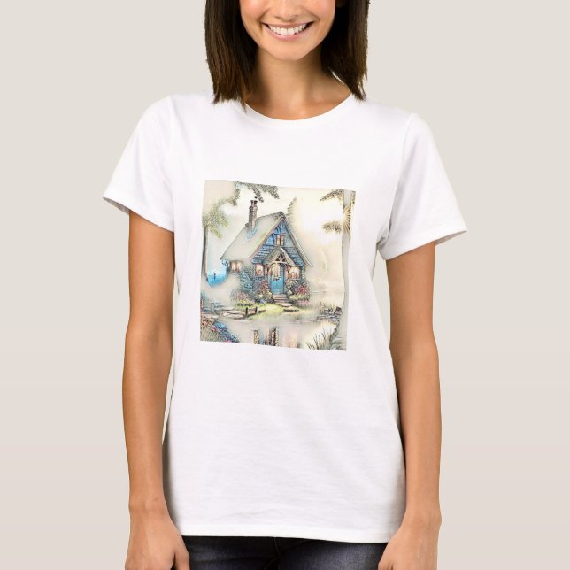 Little Cottage In The Woods - Enchanting Escape T-Shirt (Front)