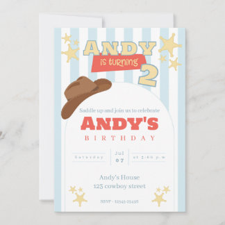 Little Cowboy 2nd Birthday Invitation | Western
