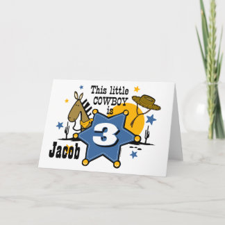 Little Cowboy 3rd Birthday Card