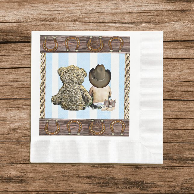 Little Cowboy and Teddy Bear Party Napkin (Creator Uploaded)