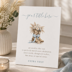 Little Cowboy Baby Boy Shower Create Your Own Pedestal Sign