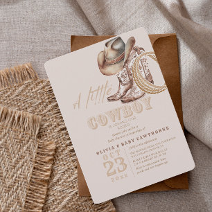 Little Cowboy Baby Girl shower Gender Neutral Invitation