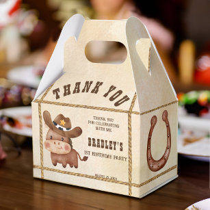 Little cowboy baby horse 1st rodeo birthday party  favour box