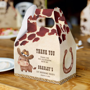 Little cowboy baby horse cow pattern rodeo party favour box