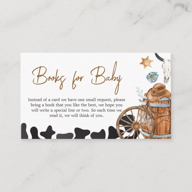 Little Cowboy Baby Shower Books for Baby Enclosure Card (Front)