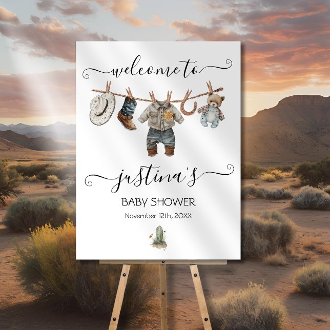 Little Cowboy Baby Shower Boy Clothesline Welcome Poster (Creator Uploaded)