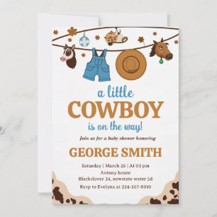 Little Cowboy Baby Shower Honouring Party Invitation