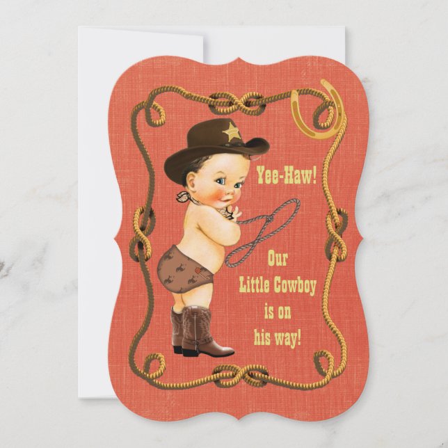 Little Cowboy Baby Shower Invitation (Front)