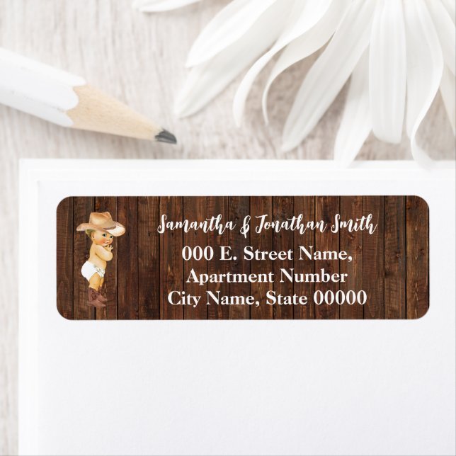 Little Cowboy Baby Shower Return Address Return Address Label (Insitu)