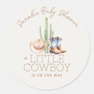 Little Cowboy Baby Shower Round Sticker
