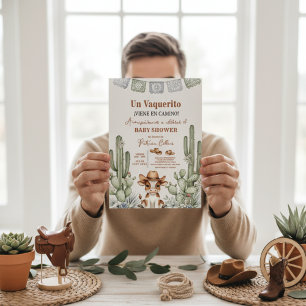 little cowboy baby shower Vaquerito Viene Camino Invitation