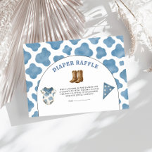 Little Cowboy Blue Cow Print Diaper Raffle