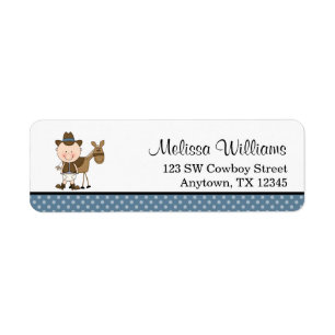 Little Cowboy Blue Polka Dots Return Address Label