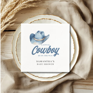 Little Cowboy Blue Western Boy Baby Shower Napkin