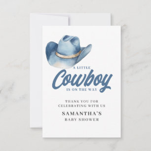 Little Cowboy Blue Western Boy Baby Shower  Thank You Card