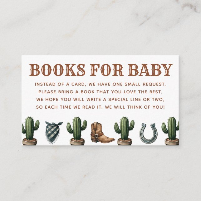 Little Cowboy Books for Baby Shower Book Request Enclosure Card (Front)