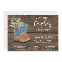 Little Cowboy Bootie Brown Wood Baby Shower