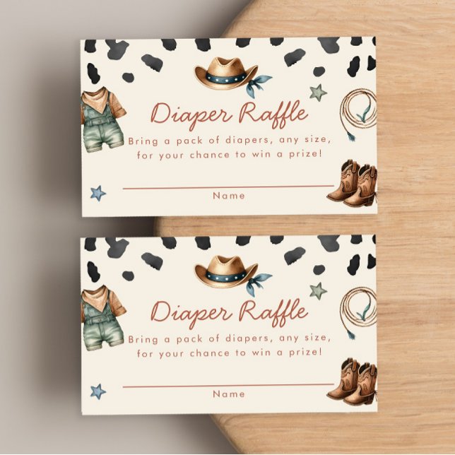 Little Cowboy boy baby shower diaper raffle cards  (Creator Uploaded)
