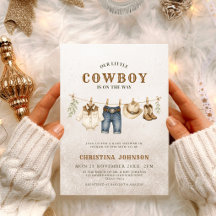 Little Cowboy Brown Cow Print Baby Shower