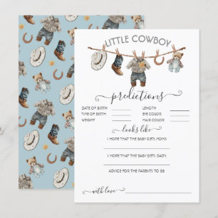 Little Cowboy Clothesline Baby Predictions Game Invitation