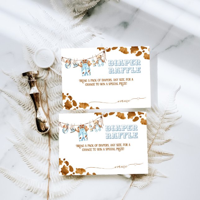Little Cowboy Clothesline WildWest Boy Baby Shower Enclosure Card (Creator Uploaded)