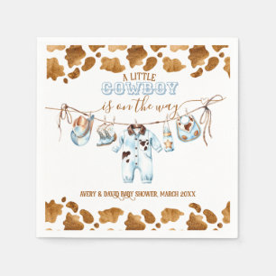 Little Cowboy Clothesline WildWest Boy Baby Shower Napkin
