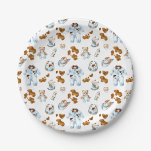 Little Cowboy Clothesline WildWest Boy Baby Shower Paper Plate